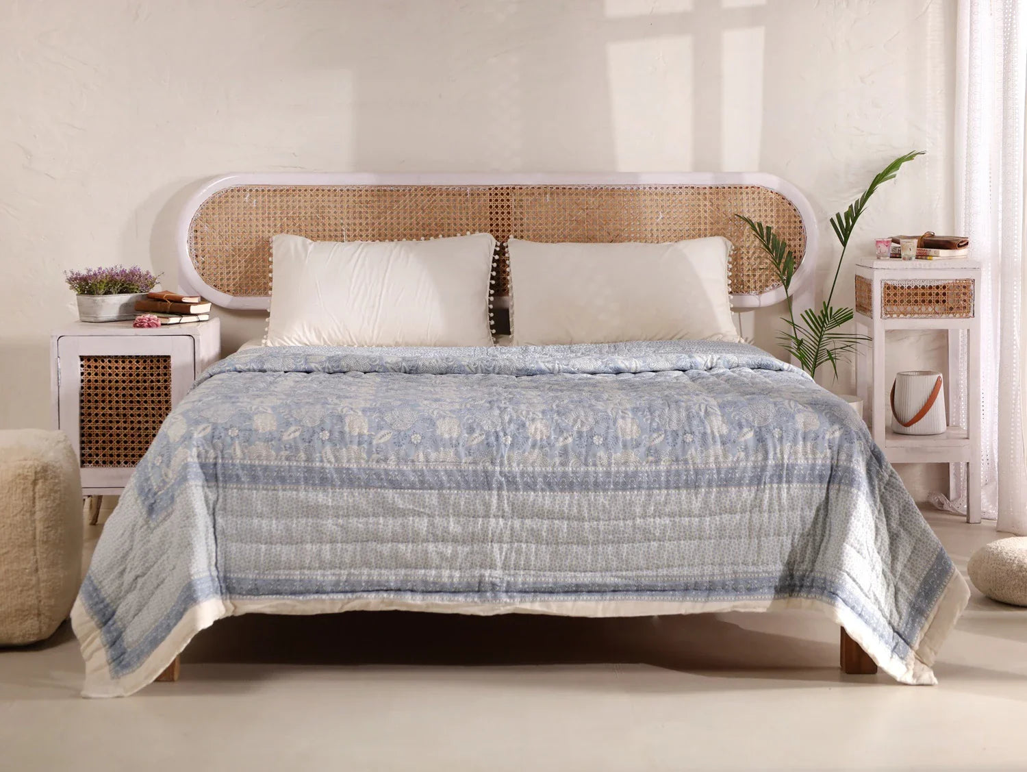 All Season Jaipuri Quilt | 100% Pure Cotton | Block Print | Double Bed - Sandhya